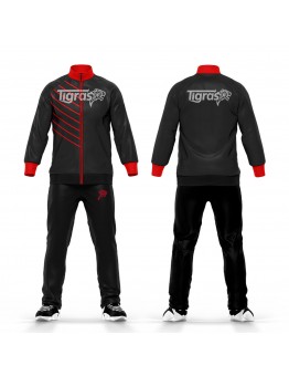 Wholesale Sport Winter Suits 100% Polyester Tracksuit Fabric Jogging Suits Men Blank Plain Black Tracksuit