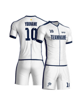 Custom white soccer team Goalkeeper uniforms with your team logo , name and number kids&men jerseys and shorts