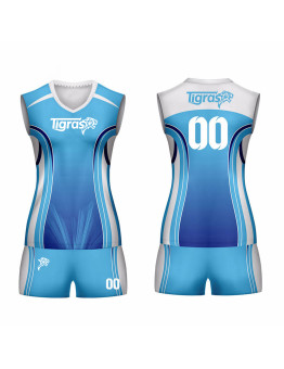  Professional Customized Breathable Volleyball Shirt Customized Sleeveless Sublimation Blue Sleeveless  Volleyball Jersey