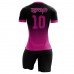 Custom Logo 100% Polyester Sportswear Sublimated Color Pink Slim Women Soocer Uniforms